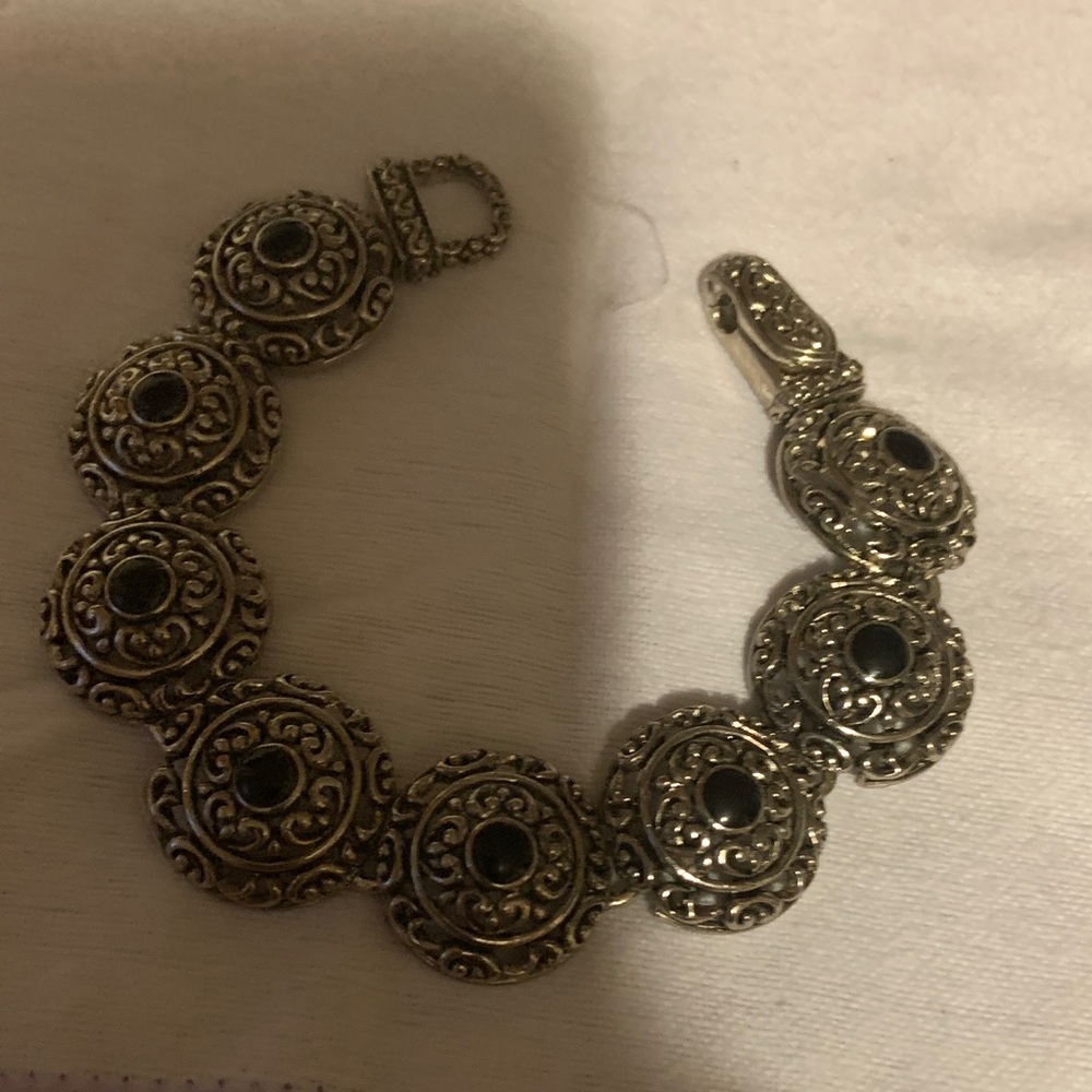 Elegant Silver Bracelet with Black Accents